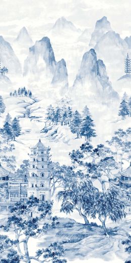Misty Mountain Scenic Mural - Bluestone