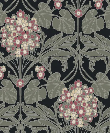 Hydrangea Floral - Dark Blue & Terra Cotta