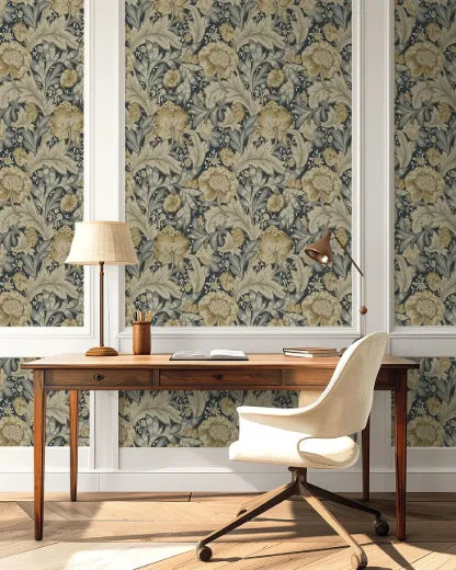 Acanthus Garden Floral - Midnight Blue & Neutral