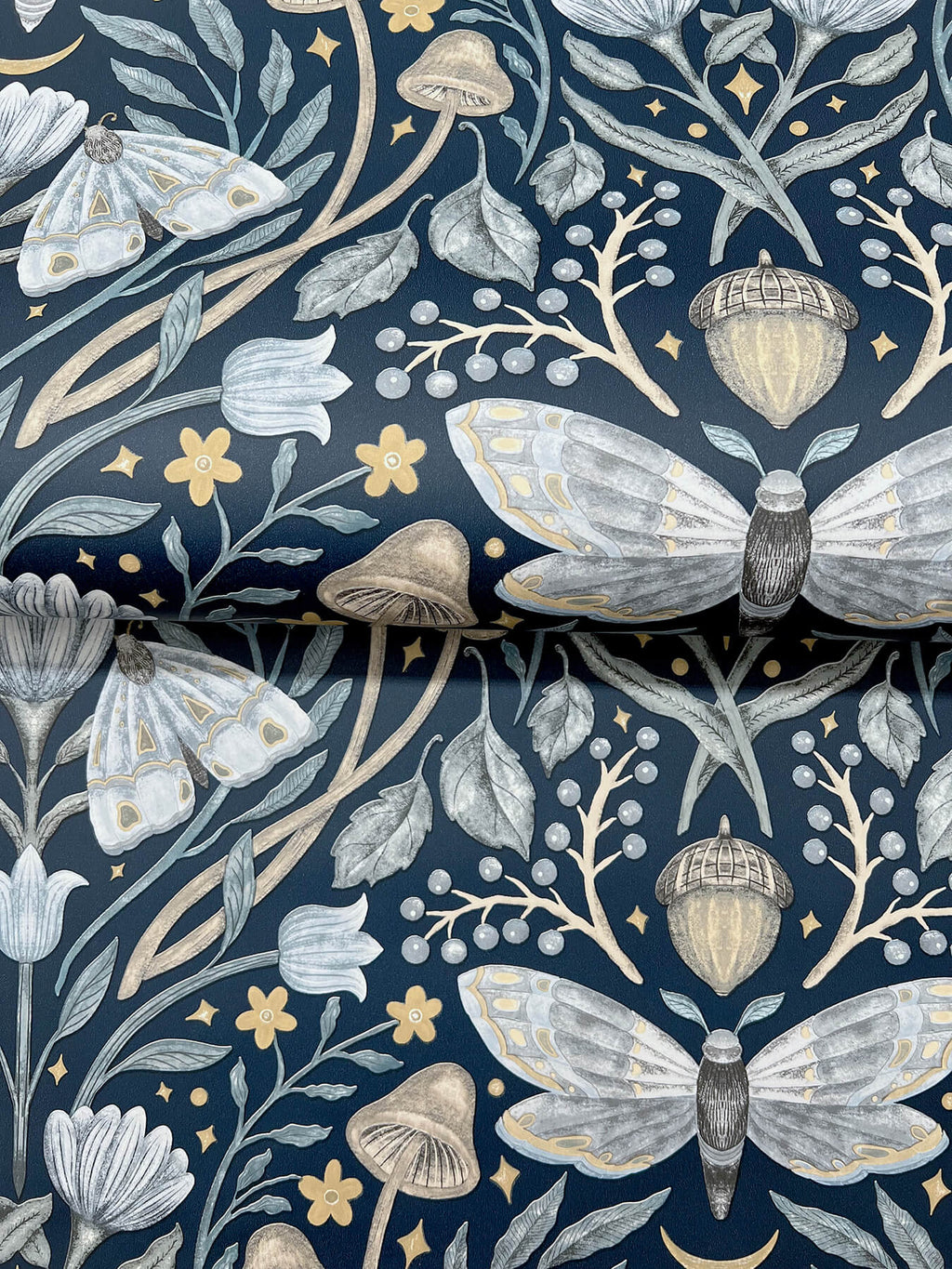 Mystic Moth Navy wallpaper detail – 4169-83118