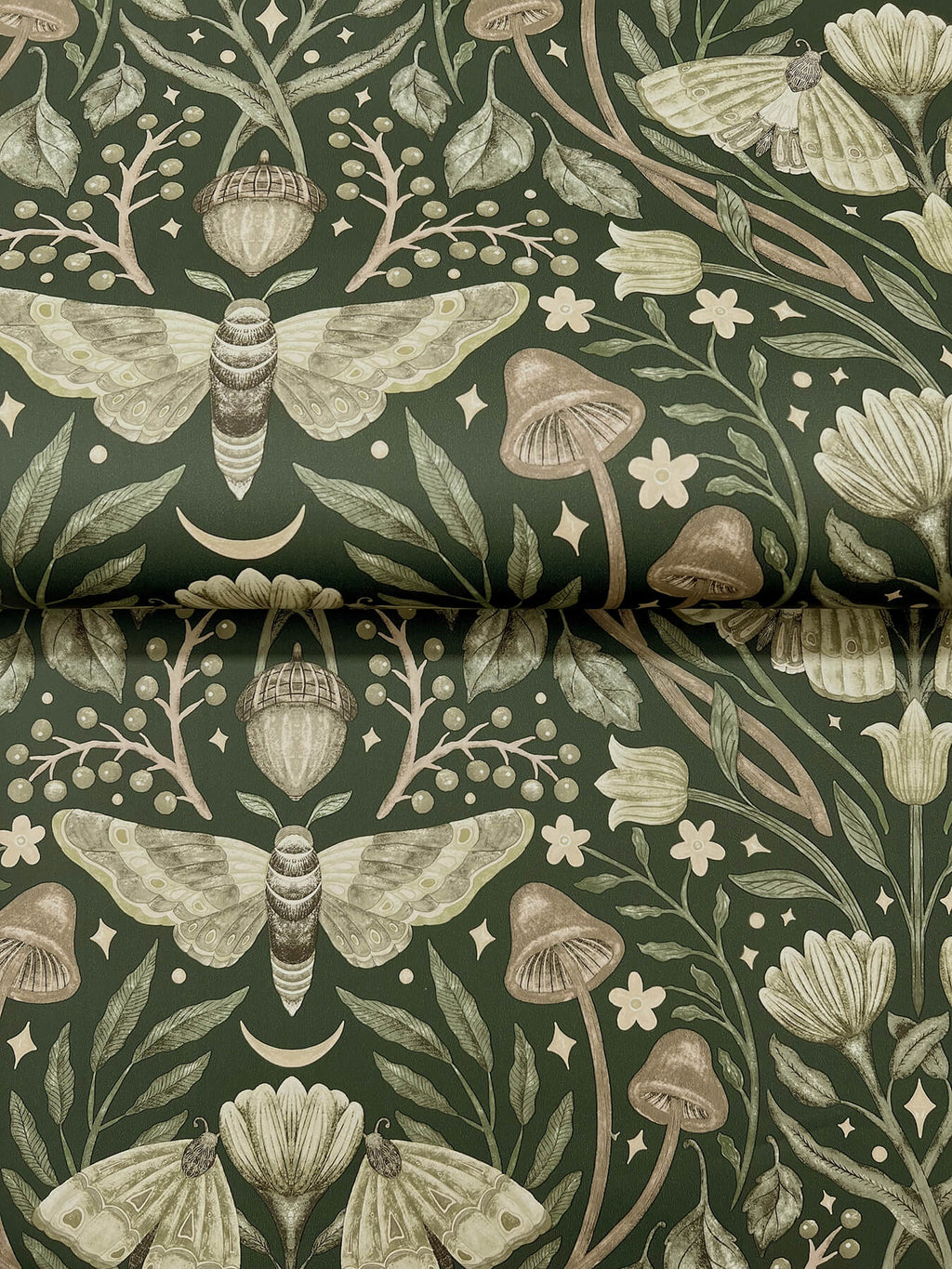 Mystic Moth Dark Green wallpaper detail – 4169-83120
