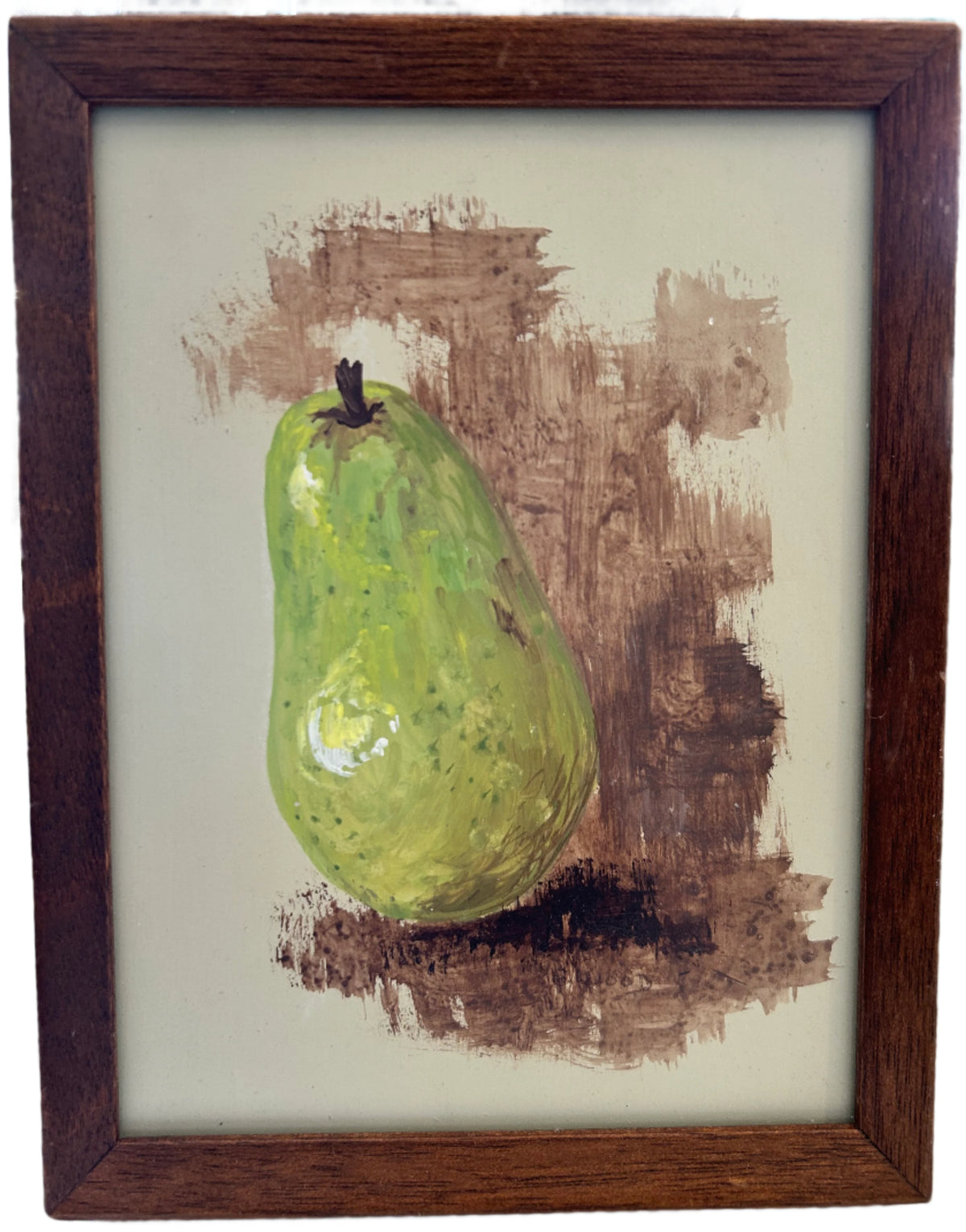 framed hand painted pear art