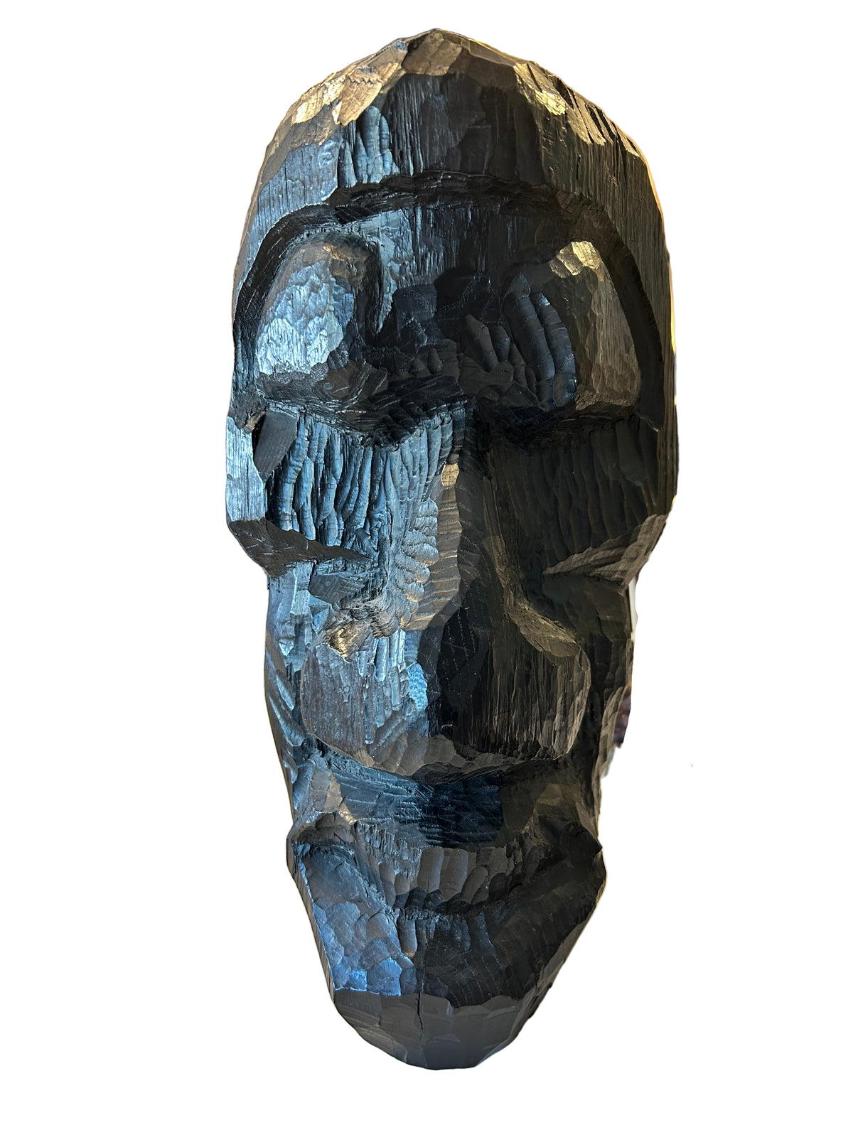 hand carved wood head