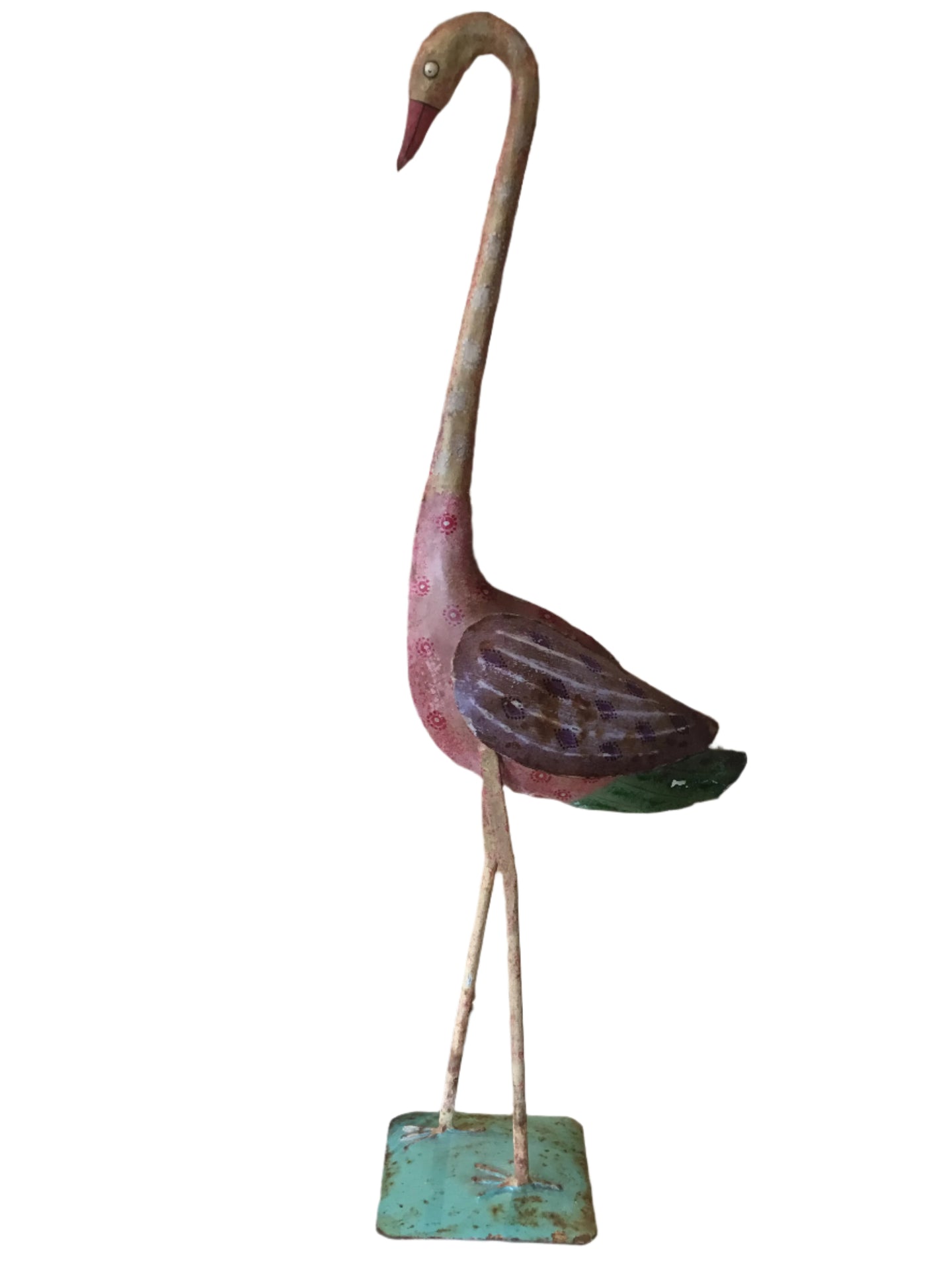 Vintage Metal Flamingo Folk Art