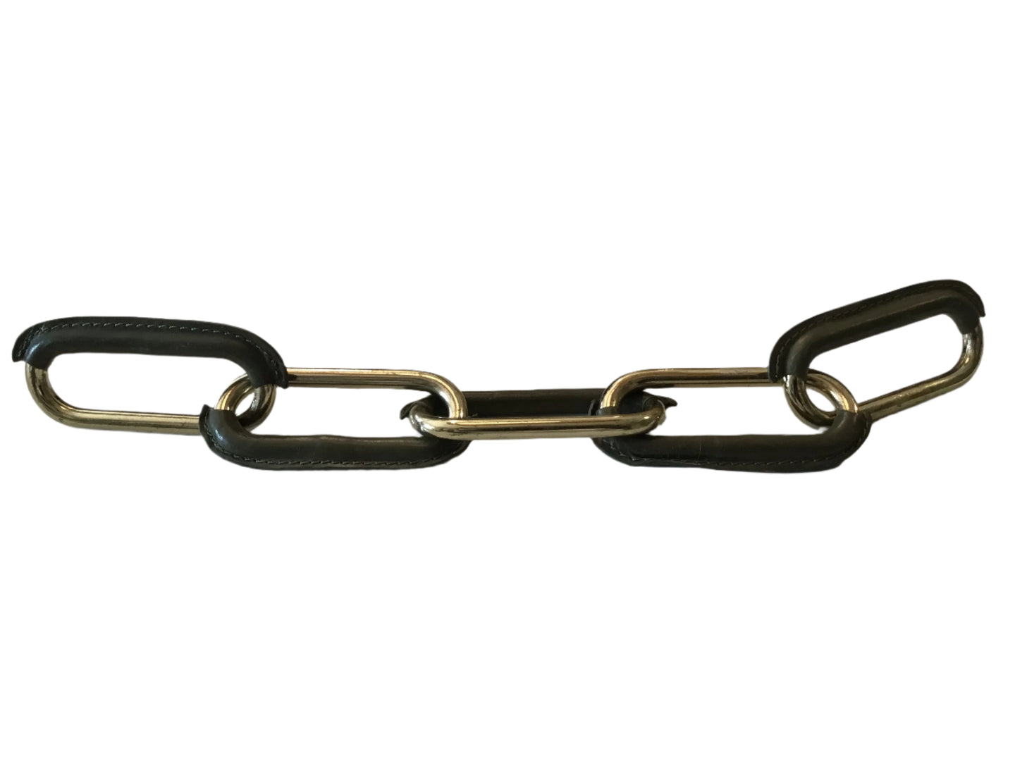 Brass and leather chain links
