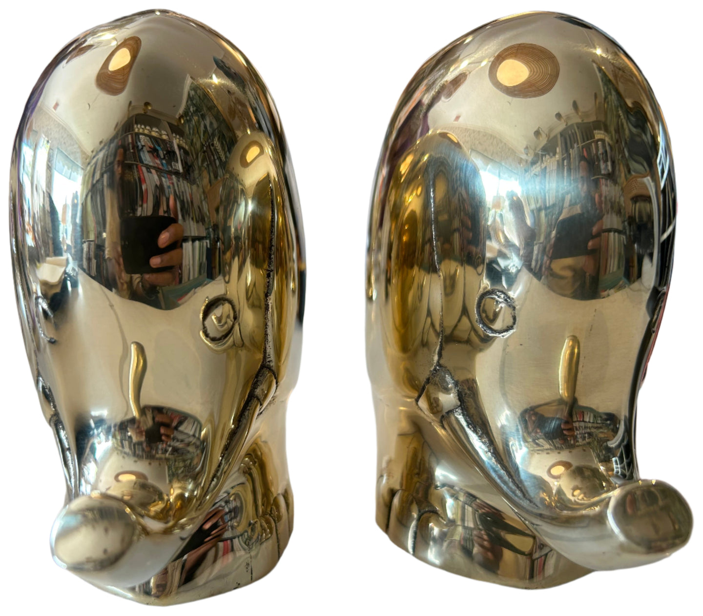 Brass elephant book ends