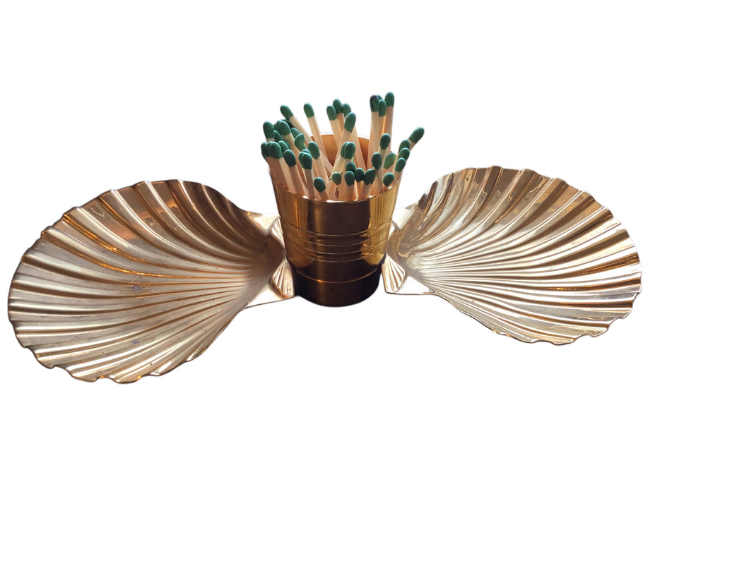 brass clam shell match holder