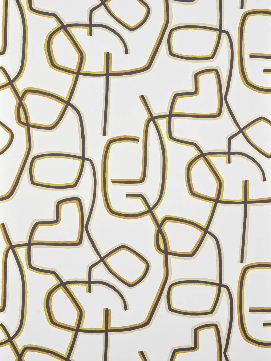 Graphic wallpaper in Ocre