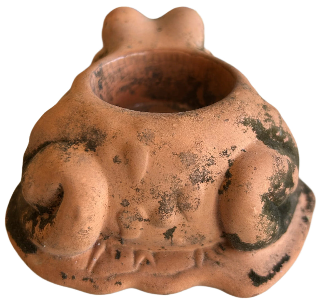 terracotta frog votive holder