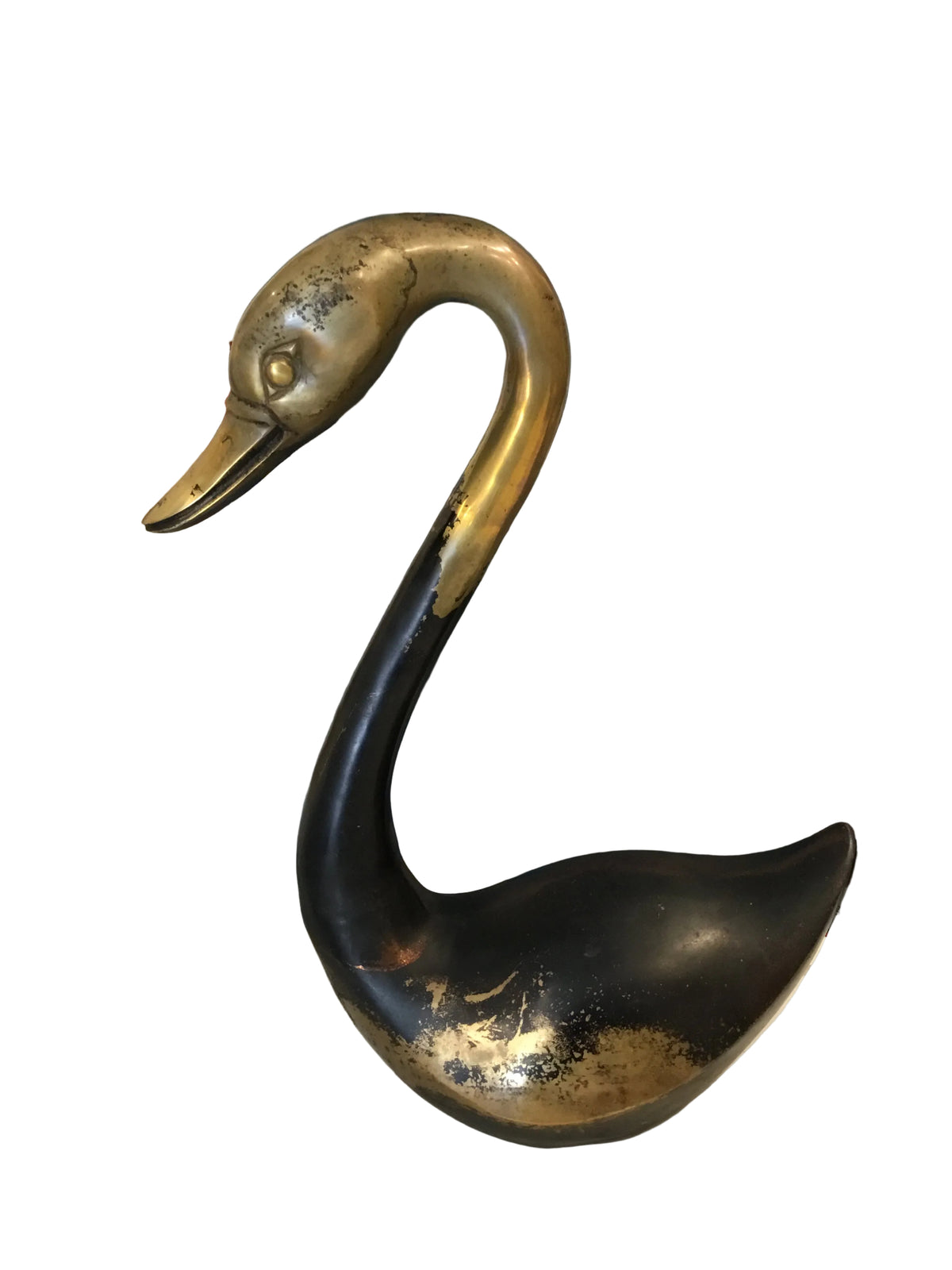 vintage black and brass swan sculpture