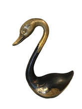 Load image into Gallery viewer, vintage black and brass swan sculpture