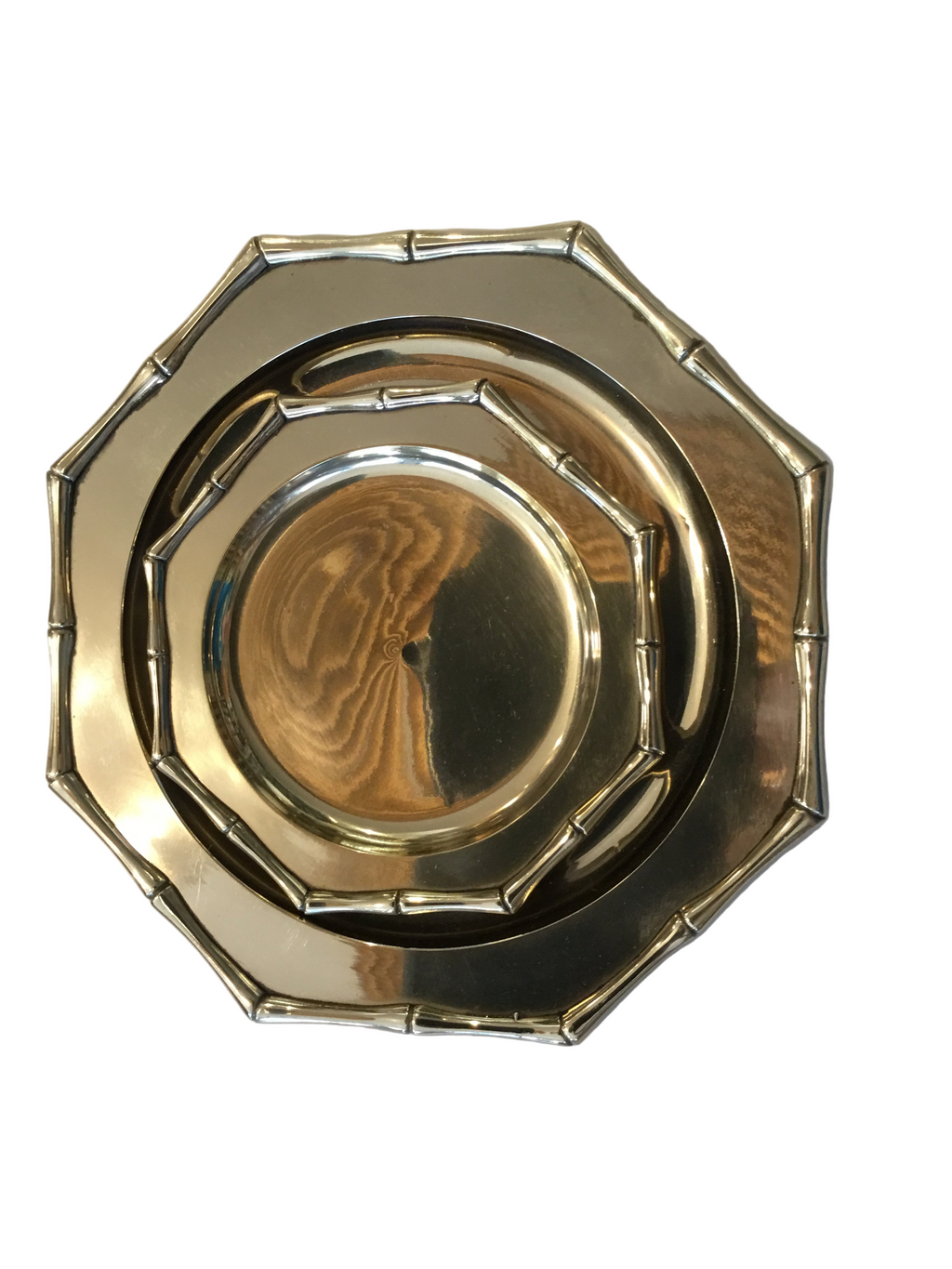 brass bamboo salad and dinner plates