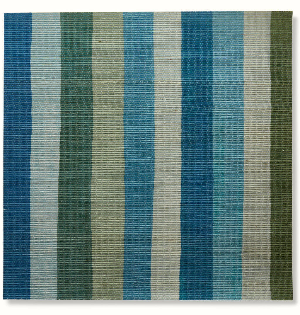 Jacob's Stripe Grasscloth Wallpaper by Peter Dunham - Blue/Green