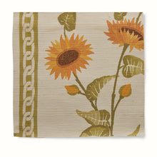 Load image into Gallery viewer, Sunflower Vignette Grasscloth Wallpaper by Peter Dunham - Green on Sky