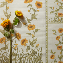 Load image into Gallery viewer, Sunflower Vignette Grasscloth Wallpaper by Peter Dunham
