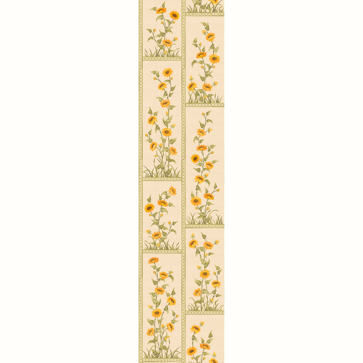 Sunflower Vignette Grasscloth Wallpaper by Peter Dunham - Green on Sky