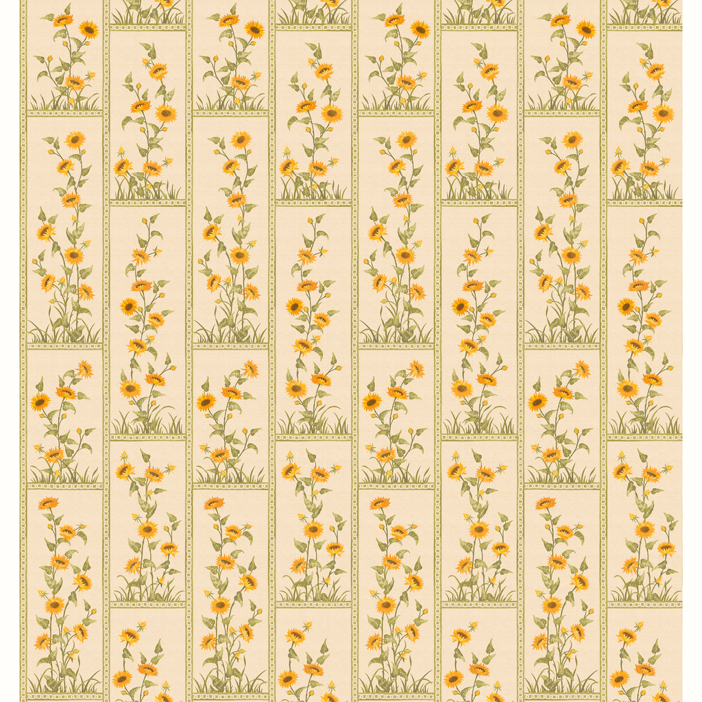 Sunflower Vignette Grasscloth Wallpaper by Peter Dunham
