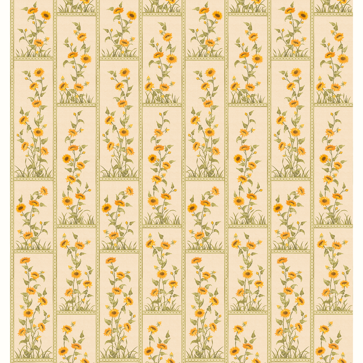 Sunflower Vignette Grasscloth Wallpaper by Peter Dunham