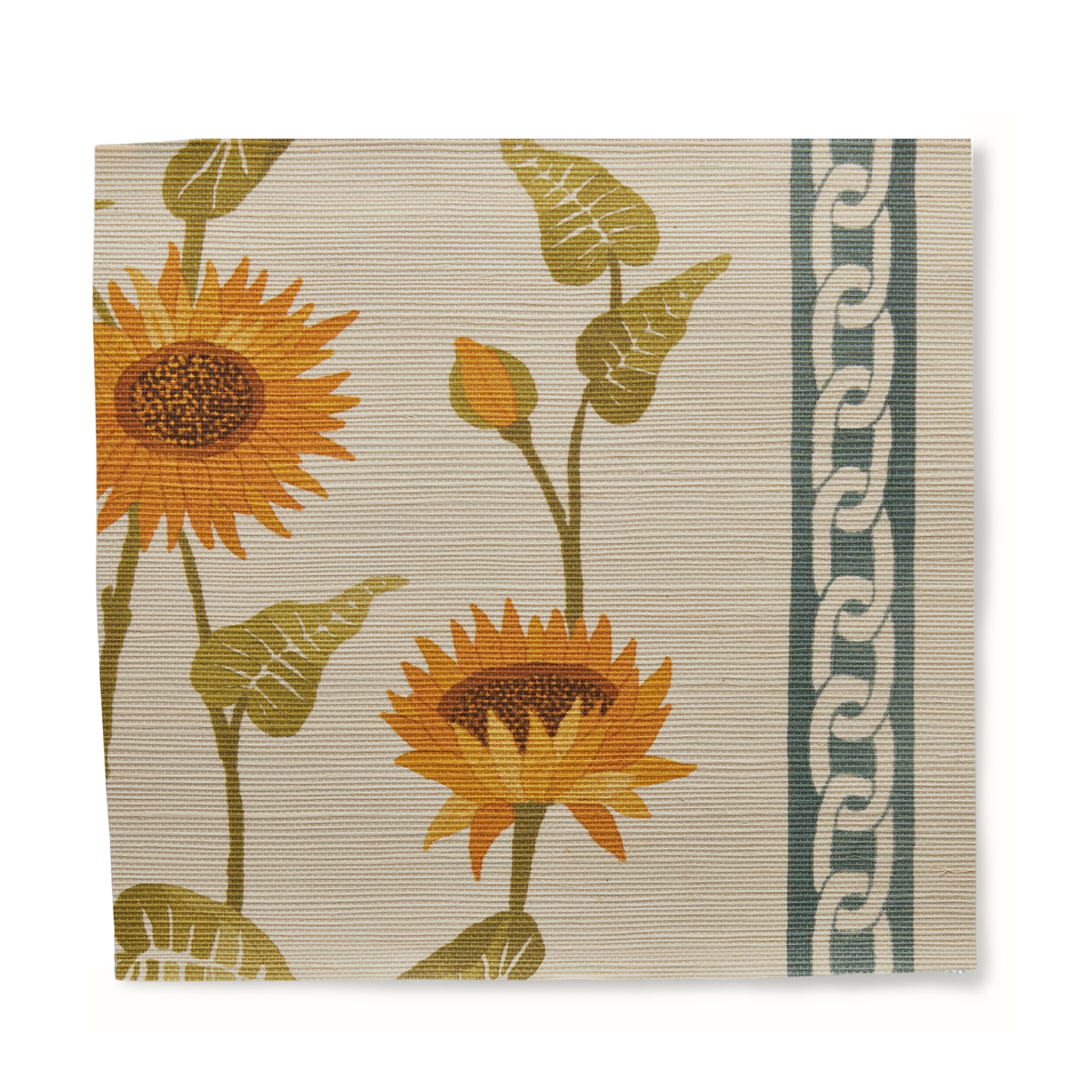 Sunflower Vignette Grasscloth Wallpaper by Peter Dunham - Blue