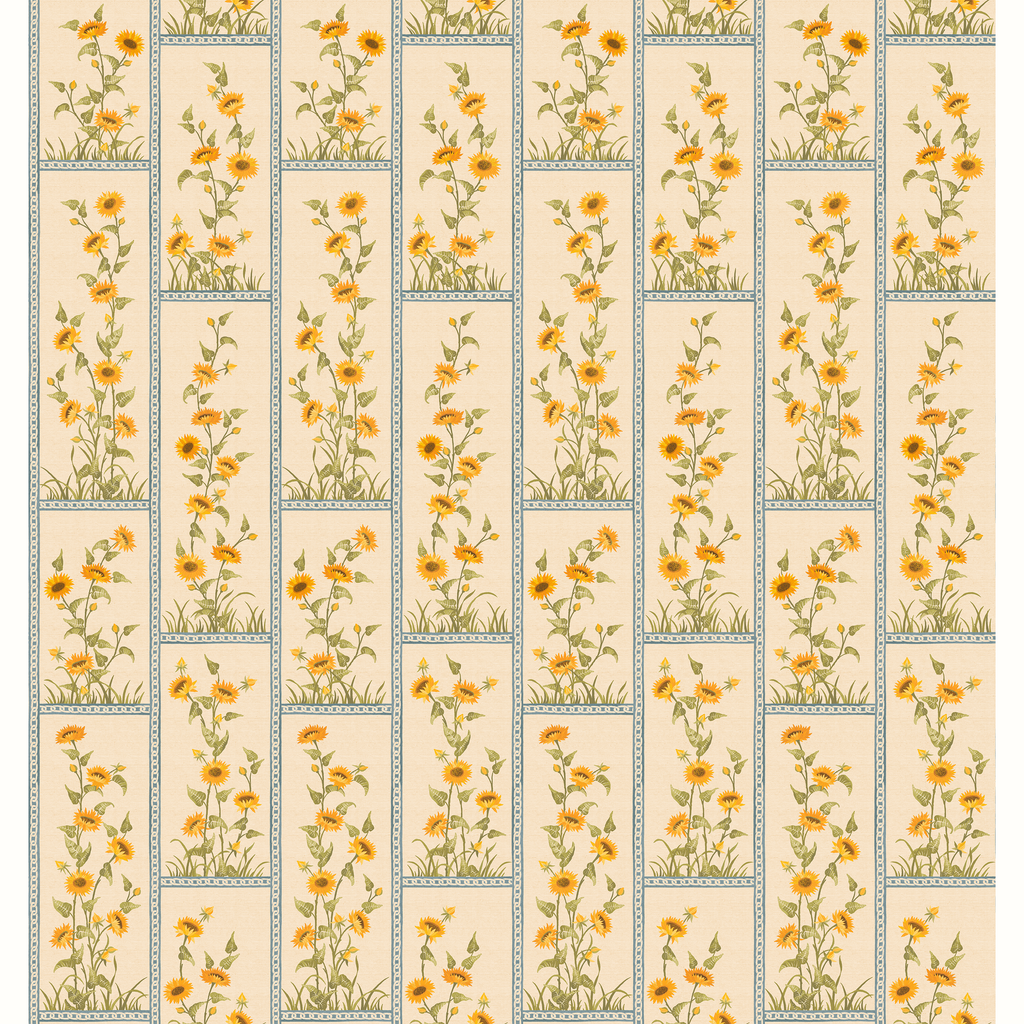 Sunflower Vignette Grasscloth Wallpaper by Peter Dunham - Green