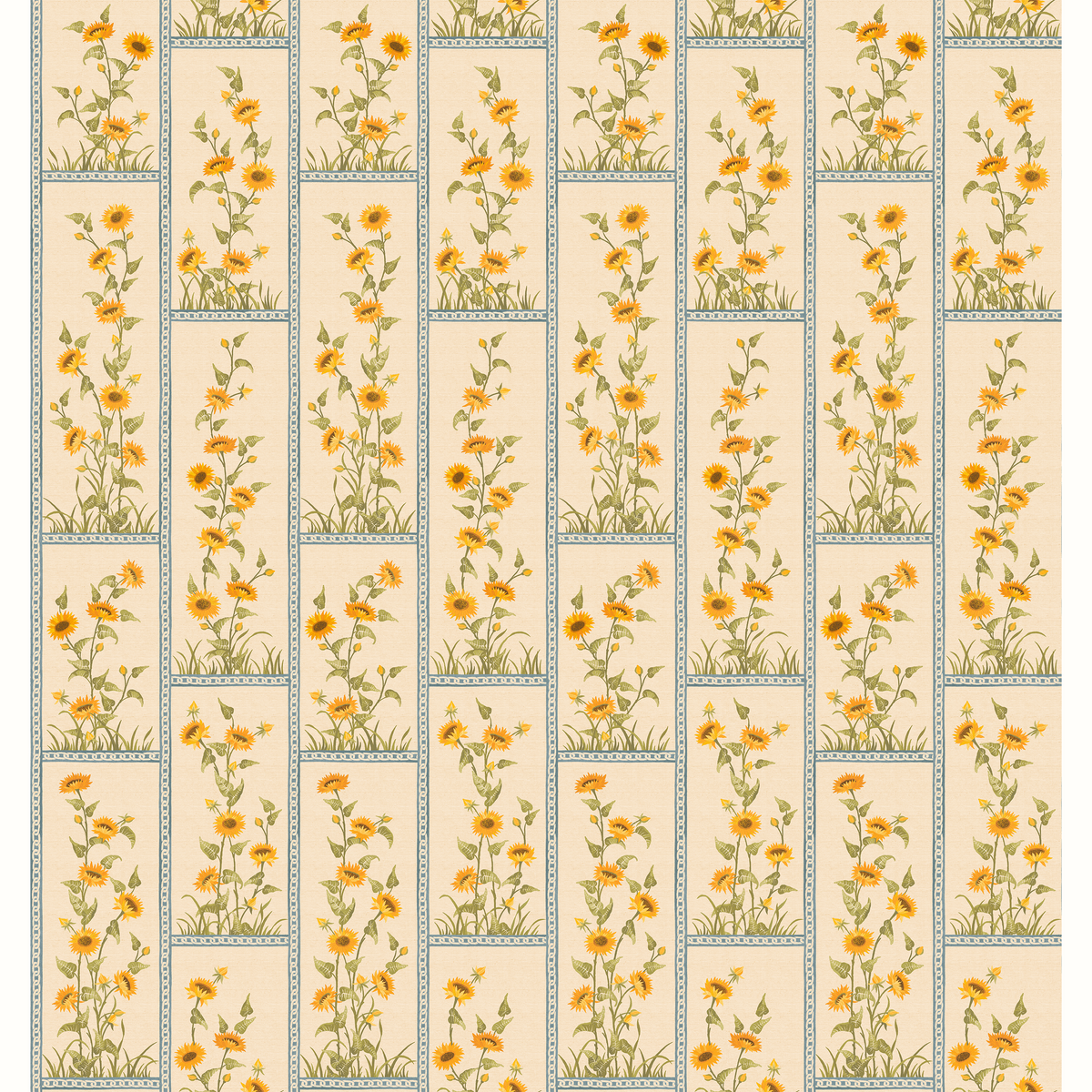 Sunflower Vignette Grasscloth Wallpaper by Peter Dunham - Green