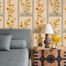Load image into Gallery viewer, Sunflower Vignette Grasscloth Wallpaper by Peter Dunham - Blue