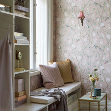 Load image into Gallery viewer, Paradise Birds Wallpaper in an interior setting