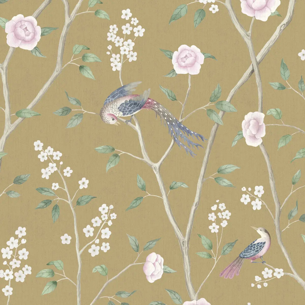 Paradise Birds Wallpaper - Gold