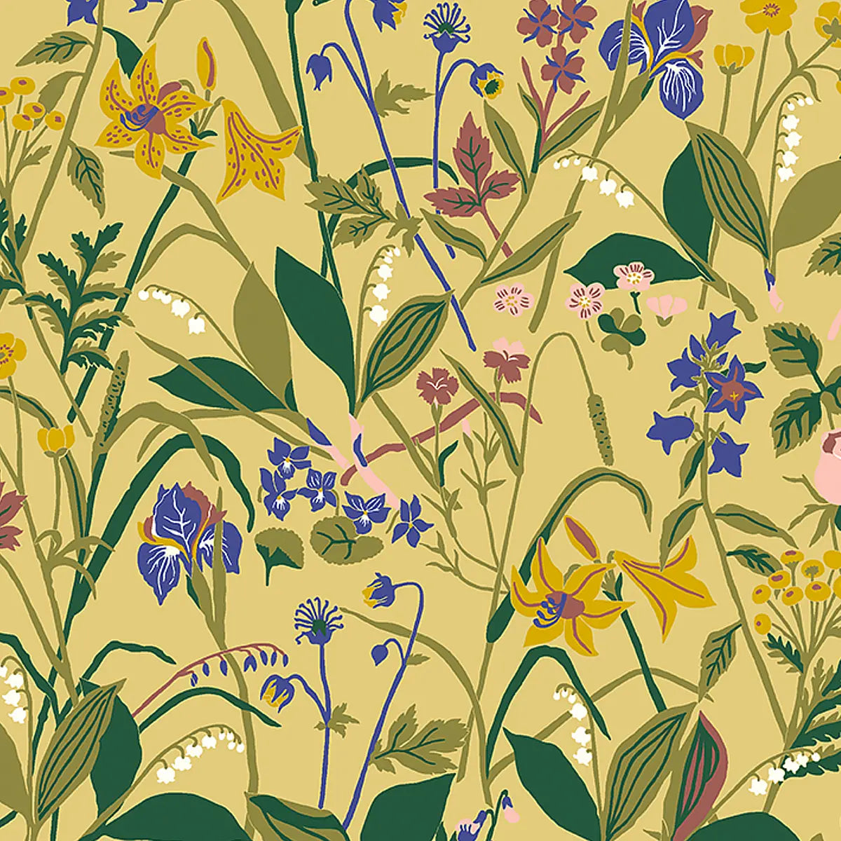 Ros Och Lilja Wallpaper - Ochre