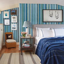 Load image into Gallery viewer, Jacob's Stripe Grasscloth Wallpaper by Peter Dunham - Blue/Pink
