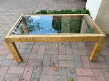 Load image into Gallery viewer, rattan and glass coffee table