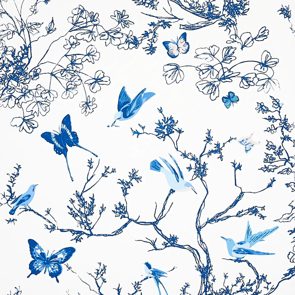 Birds & Butterflies Wallpaper - Porcelain