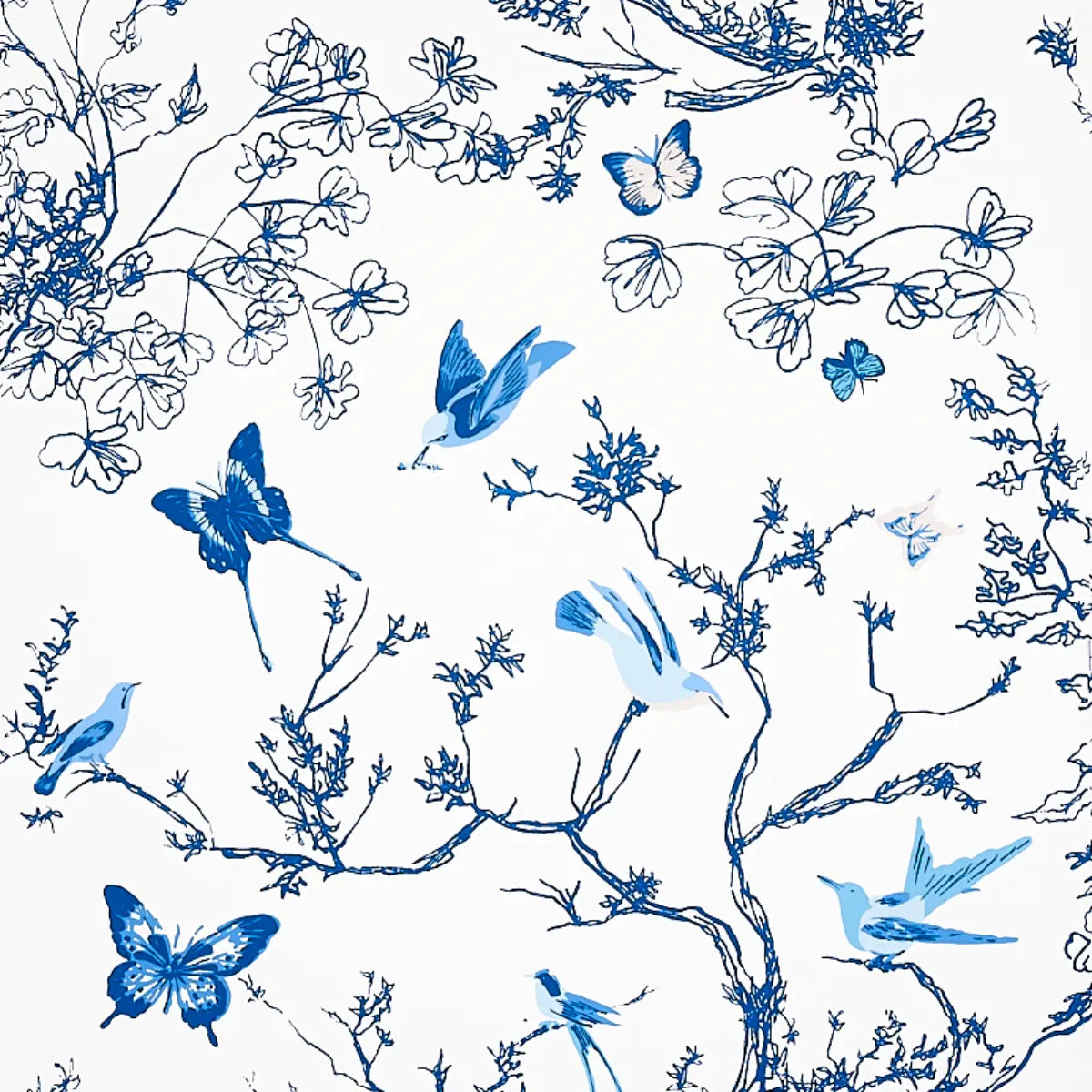 Birds & Butterflies Wallpaper - Porcelain