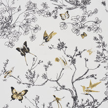 Load image into Gallery viewer, Birds &amp; Butterflies Wallpaper - Black &amp; Gold