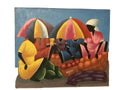 canvas painting-haitian market scene umbrella