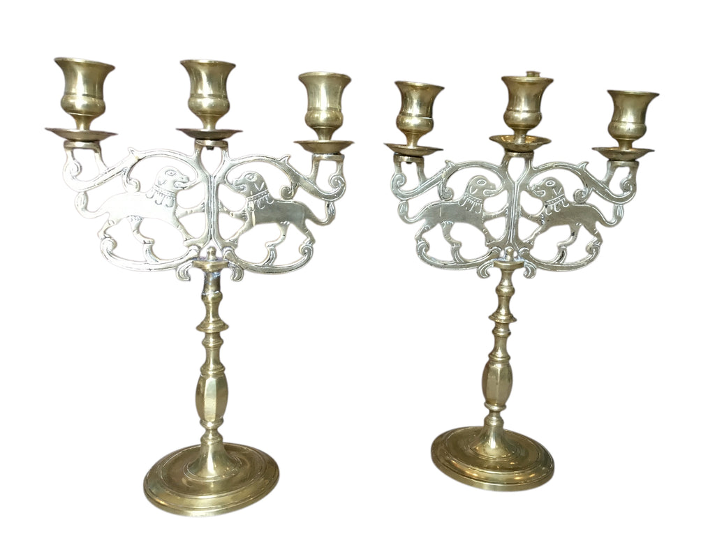 PAIR VINTAGE BRASS CANDLE HOLDERS