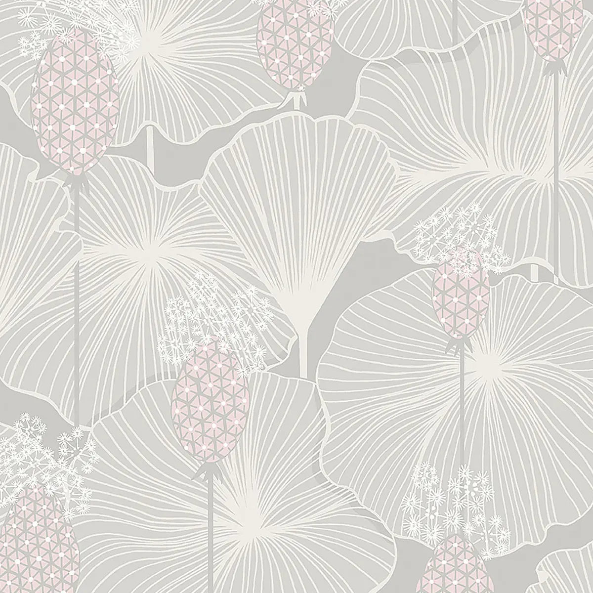 Umbrella Leaves Wallpaper - Grey