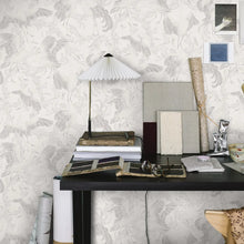 Load image into Gallery viewer, Dancing Crane Wallpaper in an interior setting