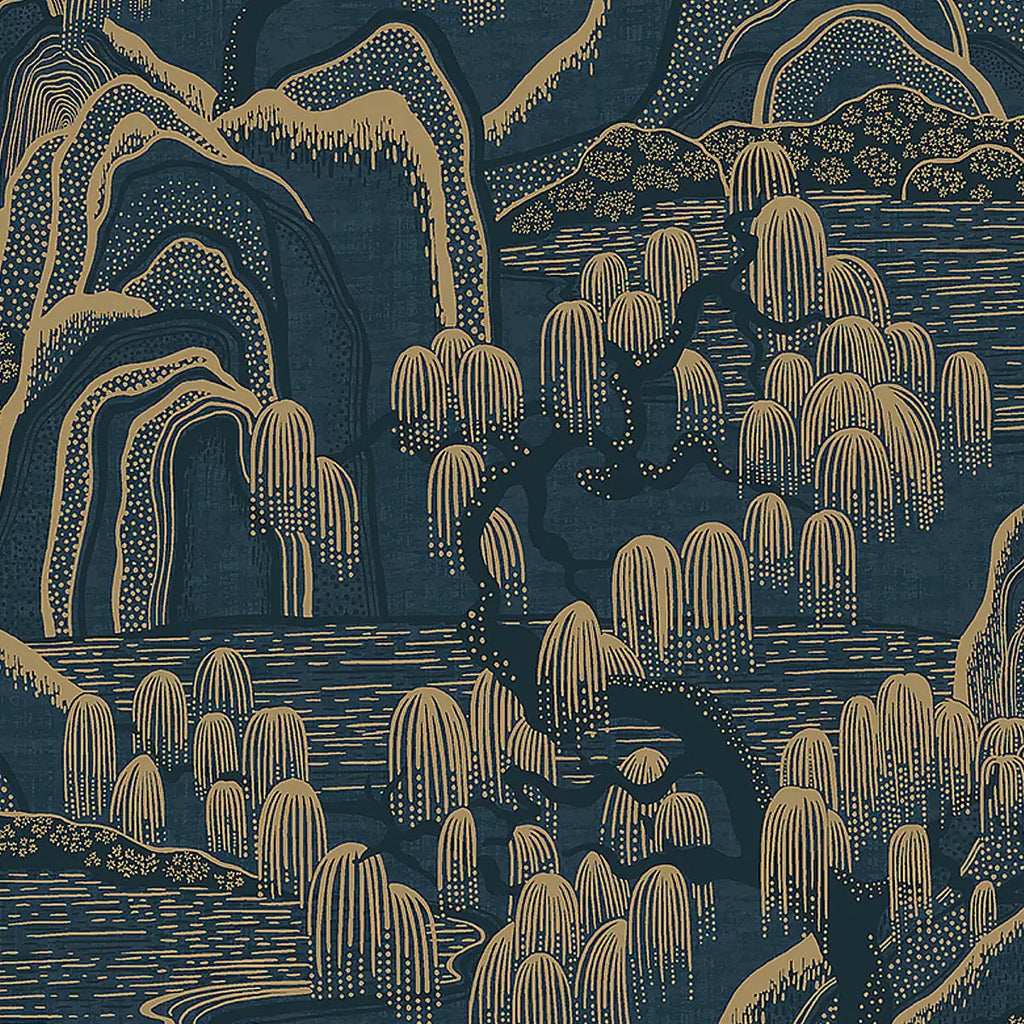 Indigo Garden Wallpaper - Indigo And Gold