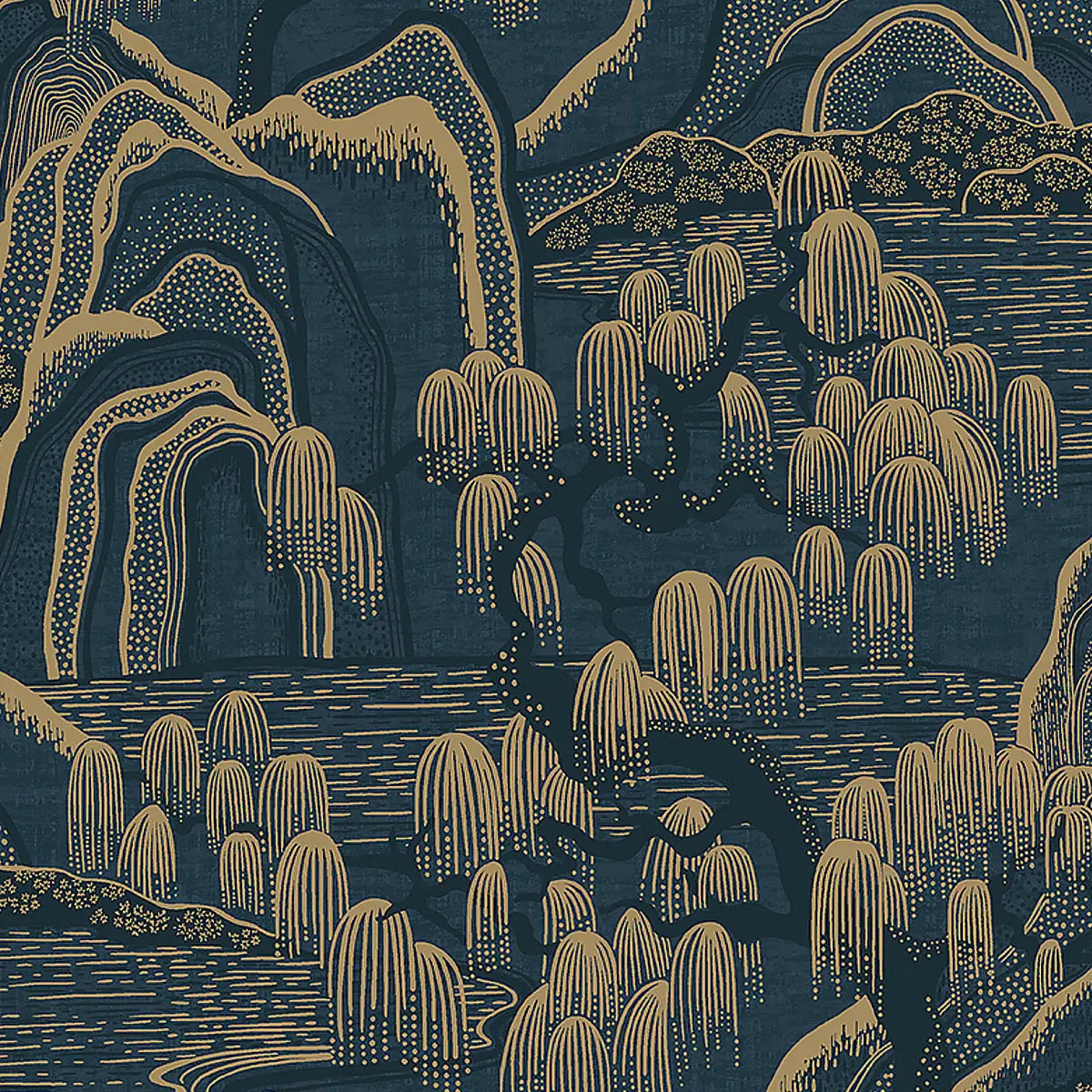 Indigo Garden Wallpaper - Indigo And Gold