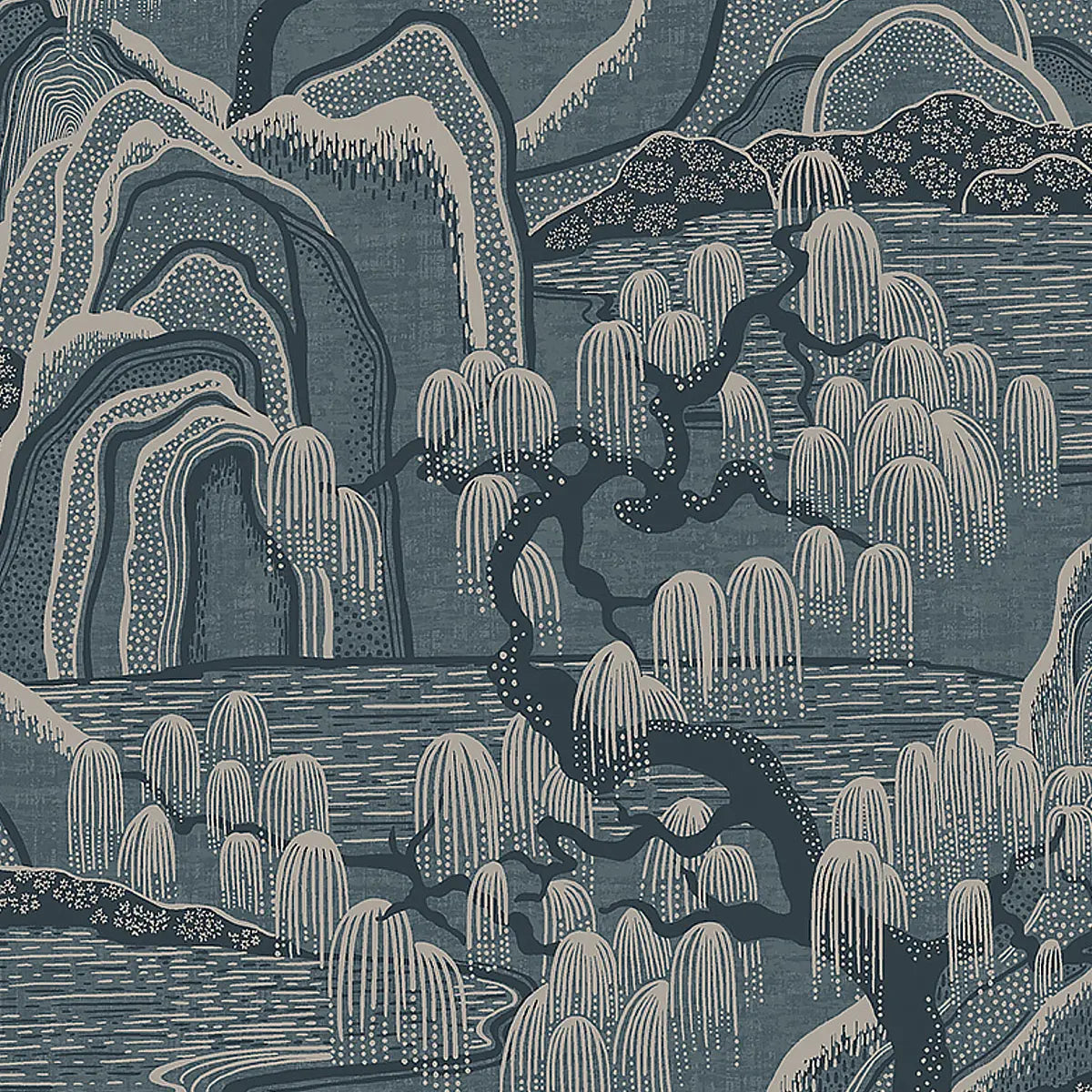 Indigo Garden Wallpaper - Blue