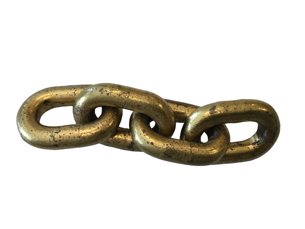 antique brass chain link paper weight