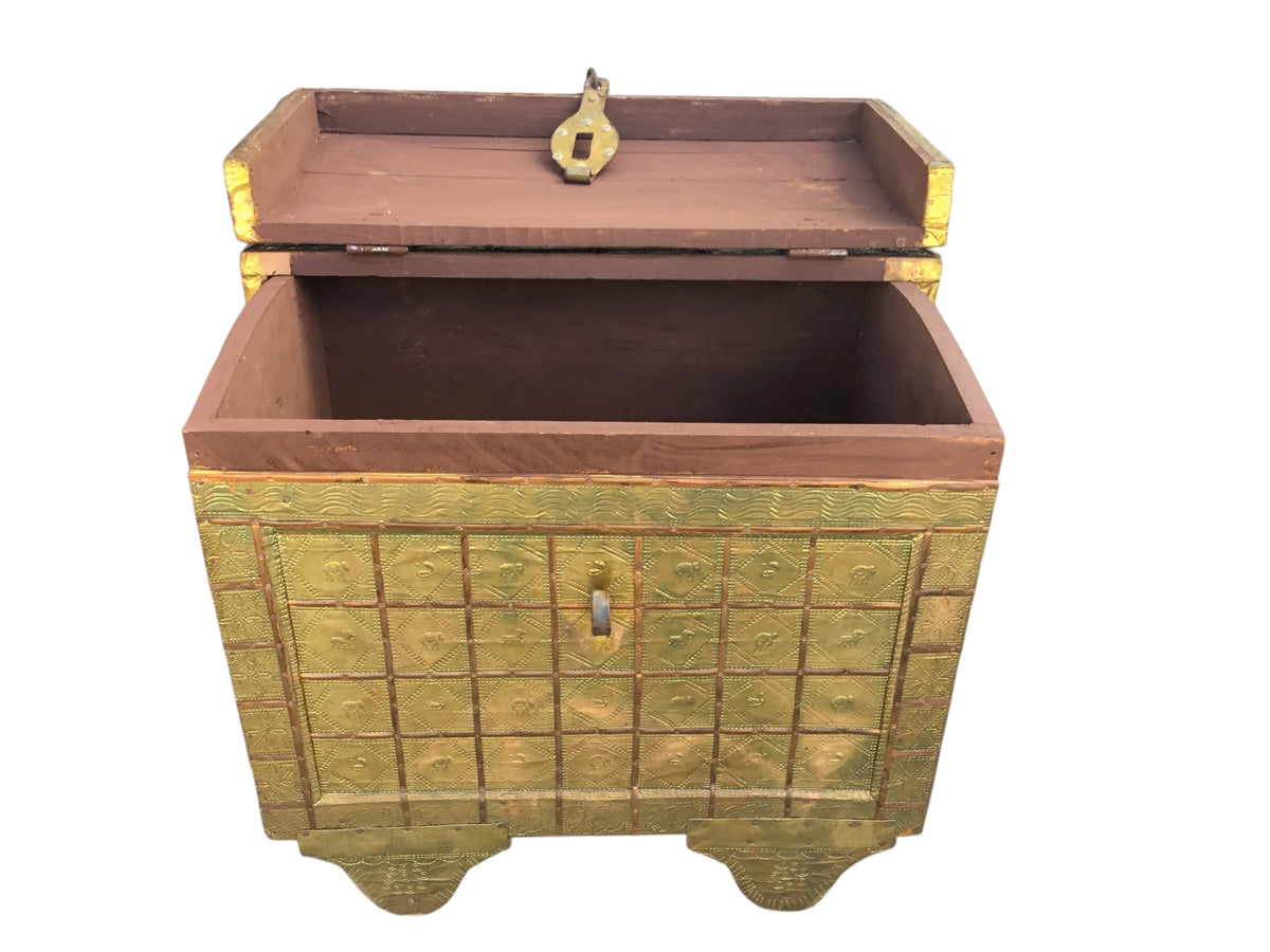 vintage copper & wood chest