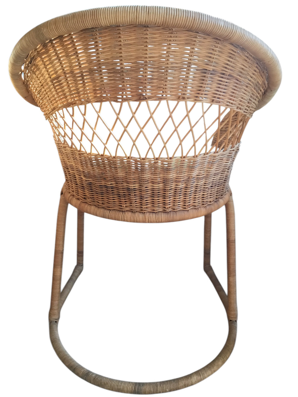 pair rattan dining chairs and fabric cushion