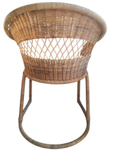 Load image into Gallery viewer, pair rattan dining chairs and fabric cushion