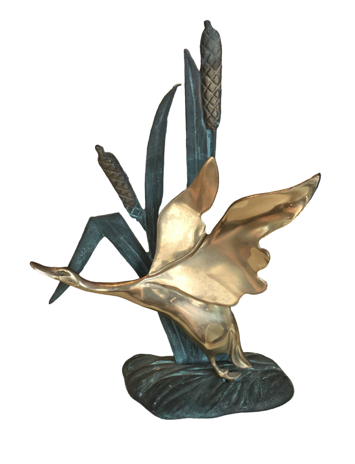 vintage mid century modern brass and iron duck sculpture