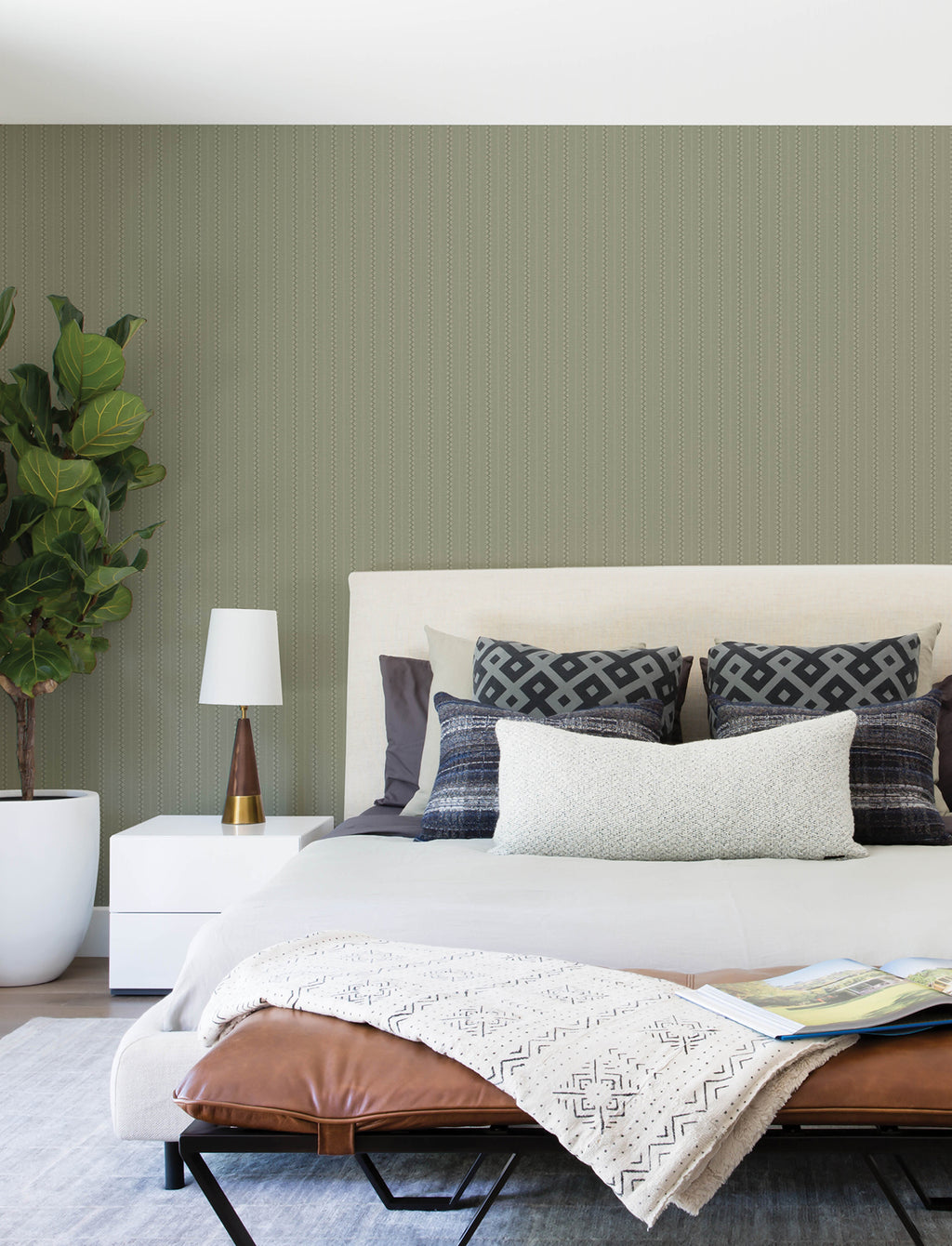 Curtis Wallpaper - Moss room setting