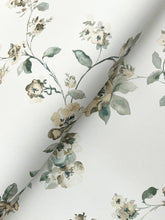 Load image into Gallery viewer, Festival Floral Wallpaper - Aqua wallpaper detail