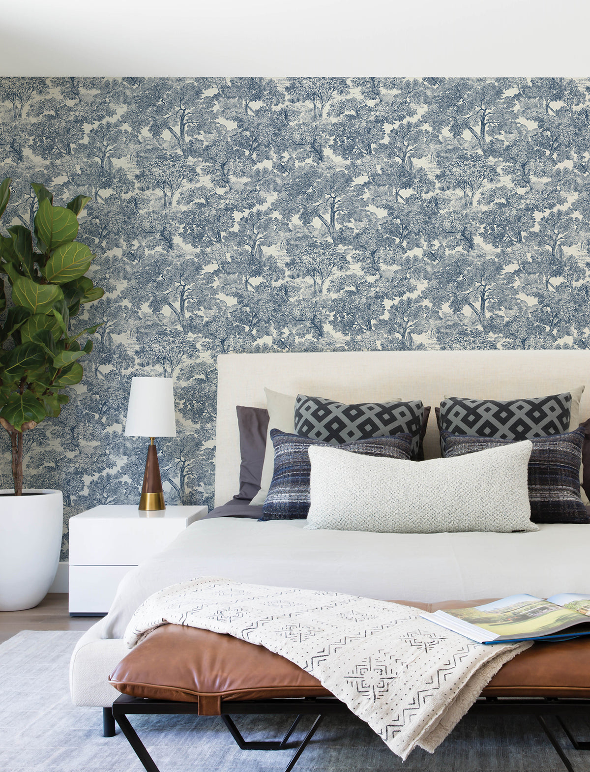 Spinney Wallpaper - Blue room setting