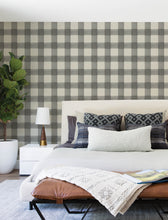 Load image into Gallery viewer, Thorpe Wallpaper - Charcoal room setting
